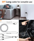 3 in 1 USB Charging Cable Set, 5 ft Nylon Braided Multi Charger Cable, 3 Pack Universal Type C Micro USB USB A Connectors for Phones, Tablets, and More, Fast Charge, Travel Ready, Shareable Cord in home and car use