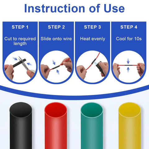 Pro Grade 164 Piece Heat Shrink Tubing Kit Eight Sizes For Auto Industrial And Home Wiring application instructions