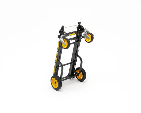 All In One Folding Multi Cart That Transforms Into Eight Setups From Hand Truck To Dolly To Platform Cart With 26 To 39 Inch Adjustable Telescoping Frame And 350 Pound Load Capacity Plus Smooth R Trac Tires For Easy Rolling standing upright.