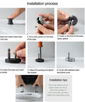 Installation process for Slick Silver Glitter Toilet Seat For Oval And Elongated Bowls with step-by-step visuals.