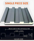 Top-Shelf Heavy-Duty Insulated Aluminum Corrugated Roofing Panels 100 Pack 6.5 Foot Long size and dimensions diagram.