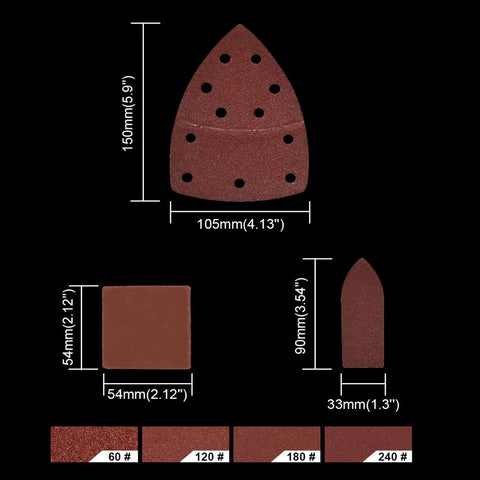 120 Sheet Sandpaper Set For Mouse Detail Sander And Finger Sander With Hook And Loop Holes 60 120 180 240 Grit Assorted Sizes