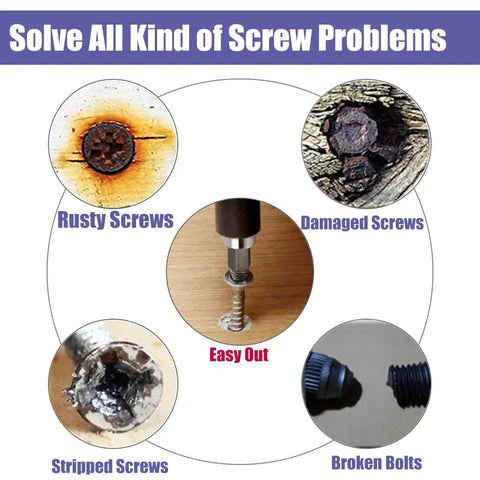 22Pcs Mini Damaged Screw Extractor Kit for stripped screws, broken bolts, rusty screws, and damaged screws with easy out tool.