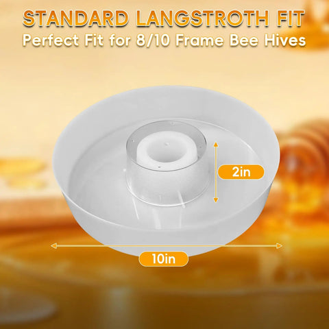 Round Bee Top Feeder For Langstroth Hives Four Pack Food Grade PP Beehive Top Feeder shown with measurements