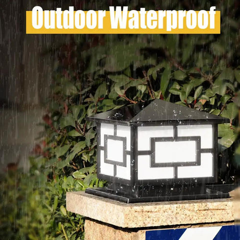 Outdoor Pillar Lights Modern Rustic Aluminum Post Lights IP65 Waterproof Glass Shade E26 Base