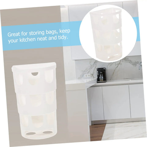 Premium Plastic Bag Dispenser With Large Multi Holes For Easy Pull Trash Roll Organizer And Grocery Sack Counter Rack To Keep Your Kitchen Crisp And Straight Up Neat