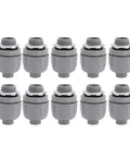 Set Of Ten Heavy Duty One Inch NPT Liquid Tight Conduit Connectors Made From Tough Nylon 6 For A Fit Like A Glove Hookup on outdoor construction sites.