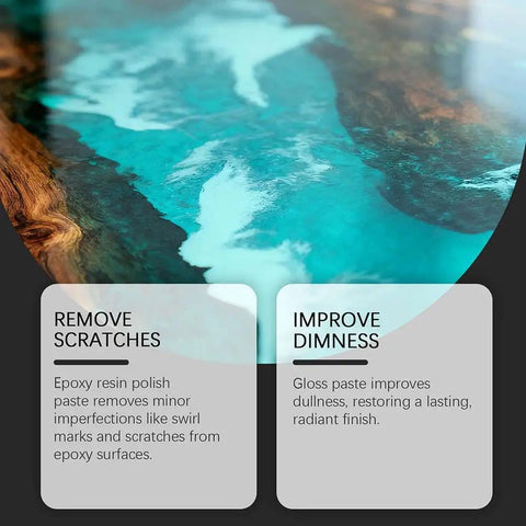 Pro Grade Epoxy Resin Polishing Kit With Dope Mirror Finish Compound, water-like smooth resin surface with scratch info