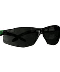 Top Tier Sport Safety Glasses Featuring Ir Five Gray Optics And Recessed Temple Ribs For Knockout Comfort And Seamless Ppe Compatibility On Heavy Duty Work Sites, black and green frame, sleek design.