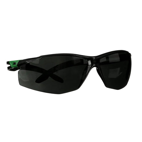 Top Tier Sport Safety Glasses Featuring Ir Five Gray Optics And Recessed Temple Ribs For Knockout Comfort And Seamless Ppe Compatibility On Heavy Duty Work Sites, black and green frame, sleek design.