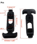 2pcs Tulead boat hatch latches with T-handle, black plastic, 4.3 x 2 in, front and side views.