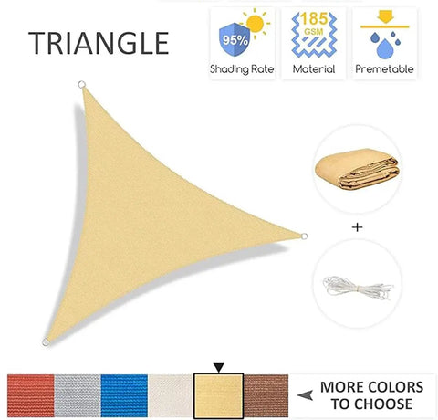12 Ft By 12 Ft By 12 Ft Sun Shade Sail Triangle Canopy For Patio Garden And Outdoor Backyard Sand Color Breathable 185GSM HDPE