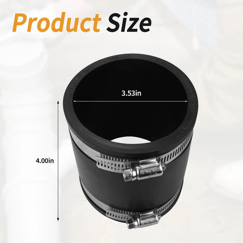 Flexible PVC Pipe Coupling With Rubber Hose Clamps For Flex Coupling 3 Inch Nominal Pipes Leak-proof size specifications