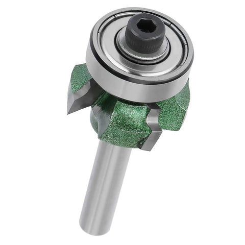 Jiawu 4-Tooth Woodworking Router Bit Trimmer For Perfect Edge Banding Finish With Tungsten Steel Blades And R2 Radius, 1/4 Inch Shank close-up