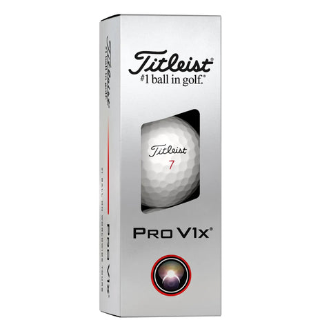 Pro V1X High Numbers Golf Balls For Max Distance And Higher Flight Featuring Dual Core Tech packaging front view.