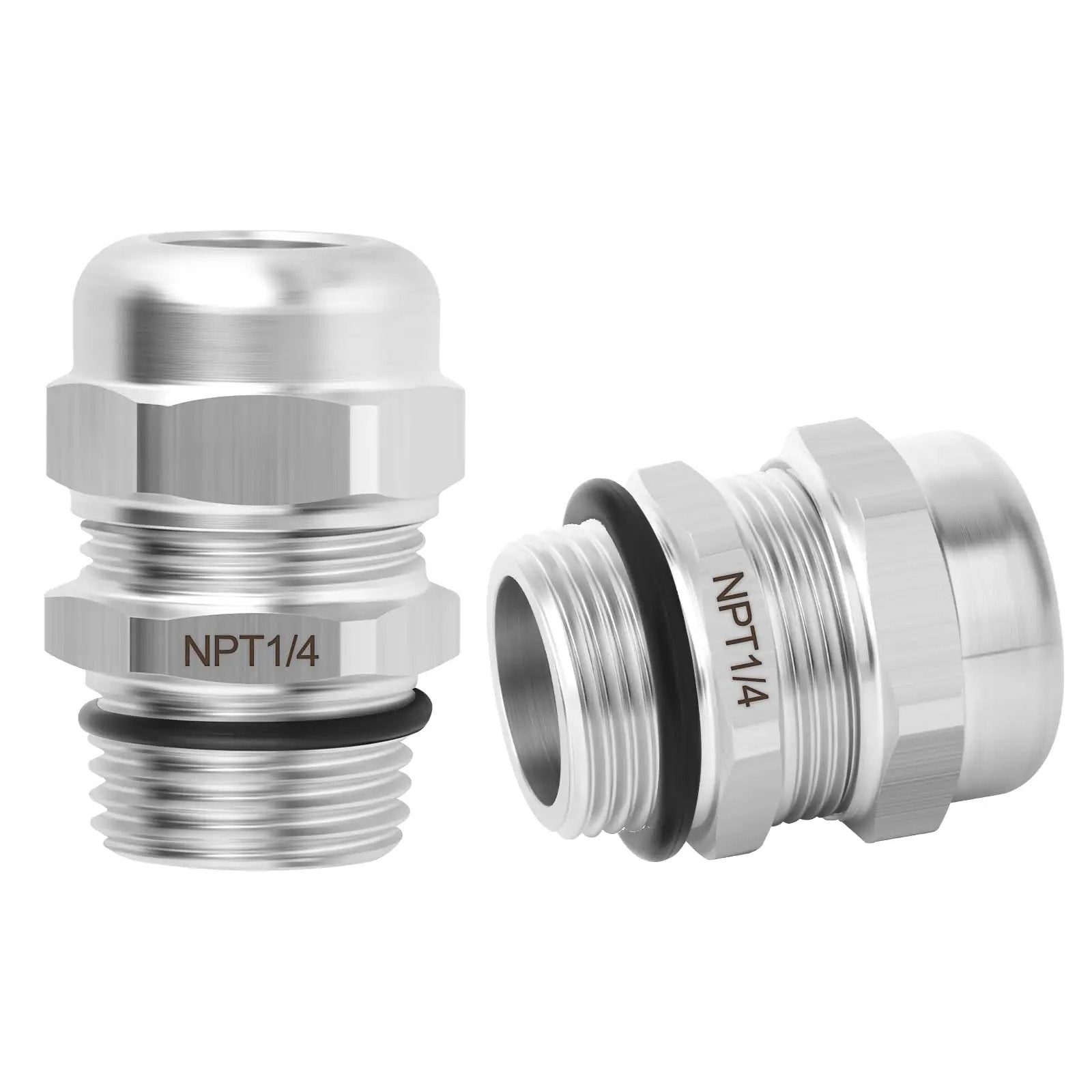 Two Pack Stainless Steel Cable Gland 1/4 NPT Waterproof