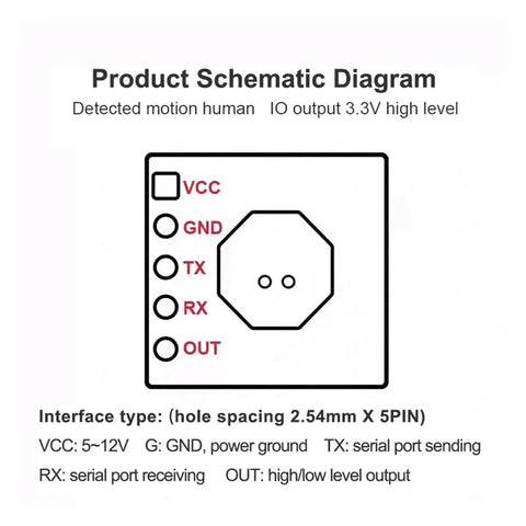 10GHz Radar Sensing Module LD1040C Low Power Micro Motion Intelligent Sensor With IFC UART Output And Integrated MCU For Easy Plug N Play Embedded Use And Precise Proximity Motion Detection schematic with 5-pin 2.54mm header