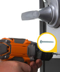 Top Shelf Square Drive Pan Head Sheet Metal Screws 6 X 1/2 Inch Self Tapping Fasteners Bright Zinc Plated being installed with a drill.