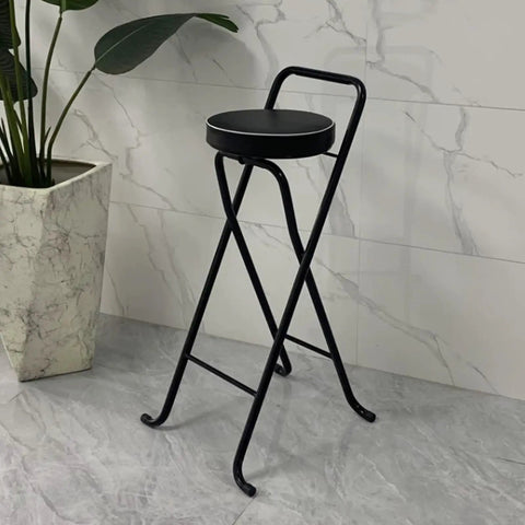 Foldable Metal Bar Stool 32 Inch Tall With Padded Seat, Island Chair For Kitchen Counter, Bar, Garage And Workshop, Lightweight Yet Sturdy