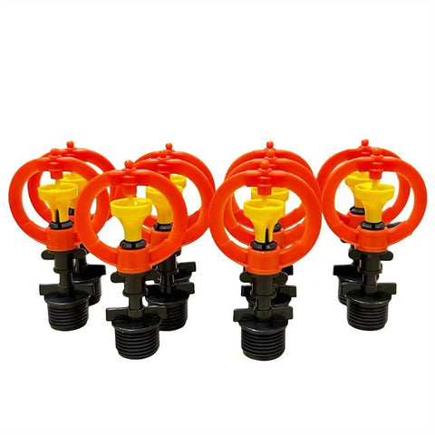10 Set Half Inch Orange Drip Irrigation Kit With Misting Drippers Tubing Connectors And Sprinkler Heads For Quick Easy Setup Customizable Watering Of Garden Lawn Farm And Veggie Beds