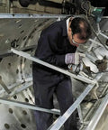 Worker using Aluminum And Metal Cutting Off Wheel Pack Of 25 Delivers Fast Clean Cuts On Aluminum And Ferrous Metals Versatile Abrasive Wheel