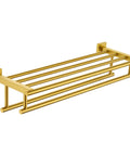 Brushed Dark Gold Stainless Steel Towel Rack With Double Bar Holder For Bathroom Wall Mount SUS 304 Durable Towel Shelf