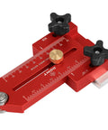 Extended Thin Rip Jig For Table Saws And Router Tables, aluminum alloy with anodized finish, adjustable, red sliding tenon design