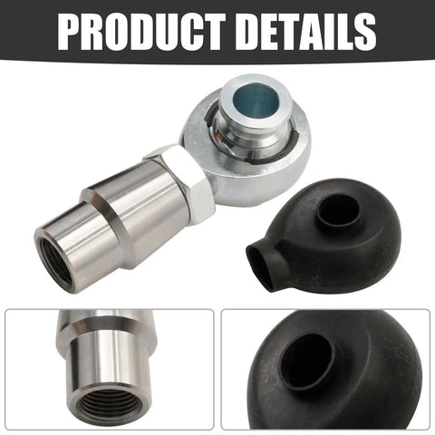 Three Quarter Inch Heim Joint Rod End Kit With Chromoly Joints And Tube For Suspension Steering And Traction Bars Right And Left Hand Thread Steering Joints Panhard Kit Chrome Plated Balls Beefy Rugged Build Smooth Alignment, silver rod end and black boot
