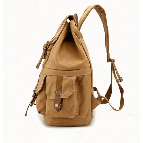 Side view of Canvas DSLR Camera Bag Backpack For Travel And Outdoors, High Capacity Photo Gear Carrier That Fits Tripod And Lenses