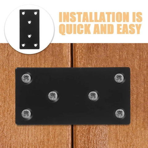 Heavy Duty L Bracket Corner Brace 6 Hole Flat Mending Plates For Wood Furniture Mounting And Cabinet Repair on wood surface