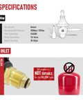 Helium Balloon Filler Regulator With Gauge 0-3000 PSI For CGA580 Tank Valve specification details and incompatible tank