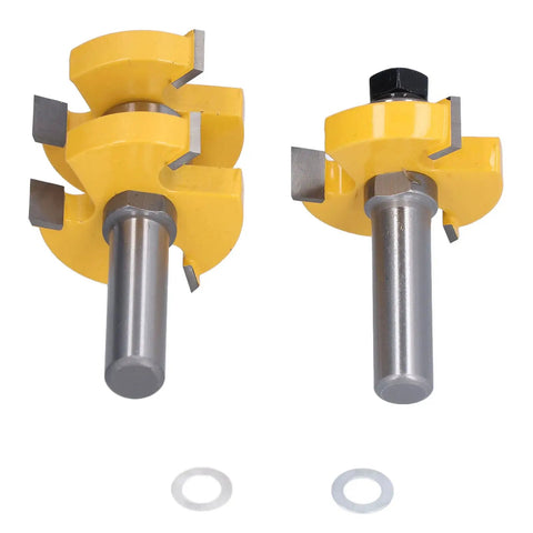 Tongue And Groove Router Bit Set Two Pack Carbon Steel One Half Inch Shank Anti Backlash Design For Cabinet Doors Frames Panels And Other Woodworking Projects With Smooth Clean Cuts, two router bits