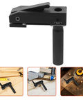 Multifunctional Aluminum Woodworking Desktop Clamp With Quick Clamping, black vise on wooden workbench, lightweight and portable