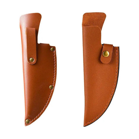 Leather Knife Sheath For Japanese Knives And Chef Knives And Boning Knives Durable Portable Knife Holder Bag, brown leather, front view