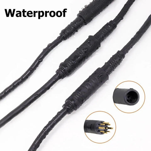 2 Pack 9 Pin E Bike Motor Extension Cables With Waterproof Male And Female Connectors, Durable E Bike Accessory, 24 Inch End, Replacement Spare Parts For Rain Or Wet Conditions