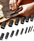 V Shape Punch Set For Leather Belt Perforation Stainless Steel Tail Cutter With Round Holes For DIY Projects and tools