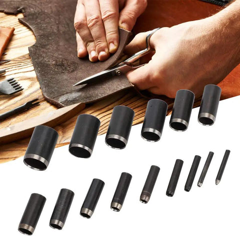 V Shape Punch Set For Leather Belt Perforation Stainless Steel Tail Cutter With Round Holes For DIY Projects and tools