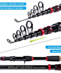 Close-up of Easy Start Fishing Rod And Reel Combo 6.9 Foot Telescopic Spincast Rod highlighting guide rings and EVA handle.