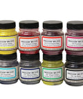 Eight Jacquard Procion MX cold-water dyes, 2/3 oz each, assorted colors.