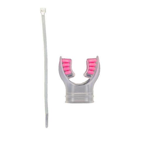 Clear Silicone Snorkel Mouthpiece Replacement For Regulators And Snorkels, Universal Fit, Soft Comfort, includes pink color tab