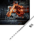 MGN12H Black Miniature Linear Rail Guide 12mm Width with Slide Block beside industrial robot arm in factory