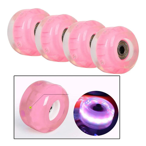 Lit Up Roller Skate Wheels 4 Pack 82A Red Glow At Night For Quad Skates Longboards And Skateboards Replacement Parts
