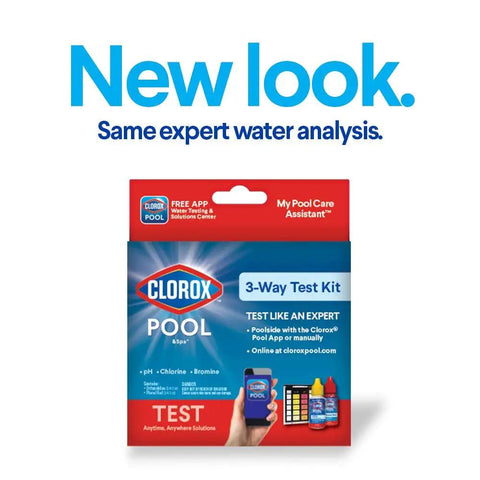 Swimsuit Ready 3 Way Water Test Kit For Swimming Pool Checks Bromine Chlorine And Ph Levels Instantly in packaging display.