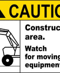 Heads Up Construction Zone Sign For Moving Vehicles And Equipment 8x12 Inch Metal Safety Sign cautioning construction area.
