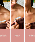 Applying double sided clothing tape for all day hold keeps dresses tops and blouses in place clear skin safe dress tape