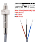 Inductive Proximity Sensor Switch Non Shield Type With 2mm Sensing Range, 10 To 30V DC, 150mA, NPN Normally Open, 3 Wire, M6 Mount, 78 Inch Cable, Grey Housing A Real Workhorse For Automation And Machinery. Grey M6 inductive proximity sensor with 3-wire cable and exposed brown, blue, black leads.