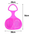 Snow Sled For Kids And Adults, Sturdy Winter Sledding Board With Comfortable Handles, Flexible Bendable PP Build, Dark Pink