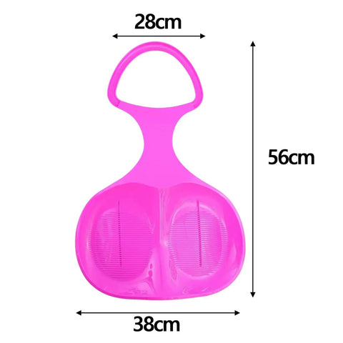 Heavy Duty Snow Sled For All Ages Large Downhill Winter Sled with pink design, sand seat, and comfortable handle, 56cm x 38cm