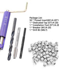 50 Piece Stainless Steel Thread Insert Set For Aluminum And Magnesium Repairs Heavy Duty Kit That Reinforces Weak Threads Boosts Joint Strength Prevents Stripped Holes In Low Strength Metals, with tap and drill bit