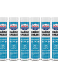 Beefed Up Bearing Grease For Boats 14 Oz Cartridges Six Pack With Water Resistant Lithium Complex For High Load Bearings Hubs And Boat Parts Prevents Corrosion And Reduces Friction In Saltwater Environments shown in front view.